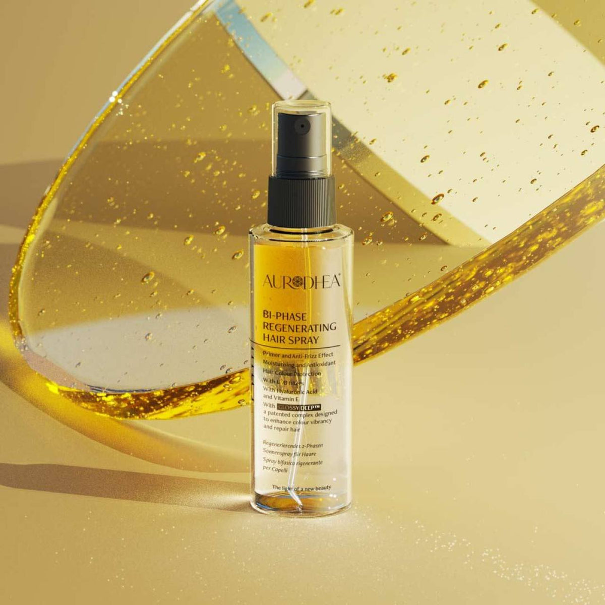 Spray biphasé cheveux Aurodhea, brillance et démêlage