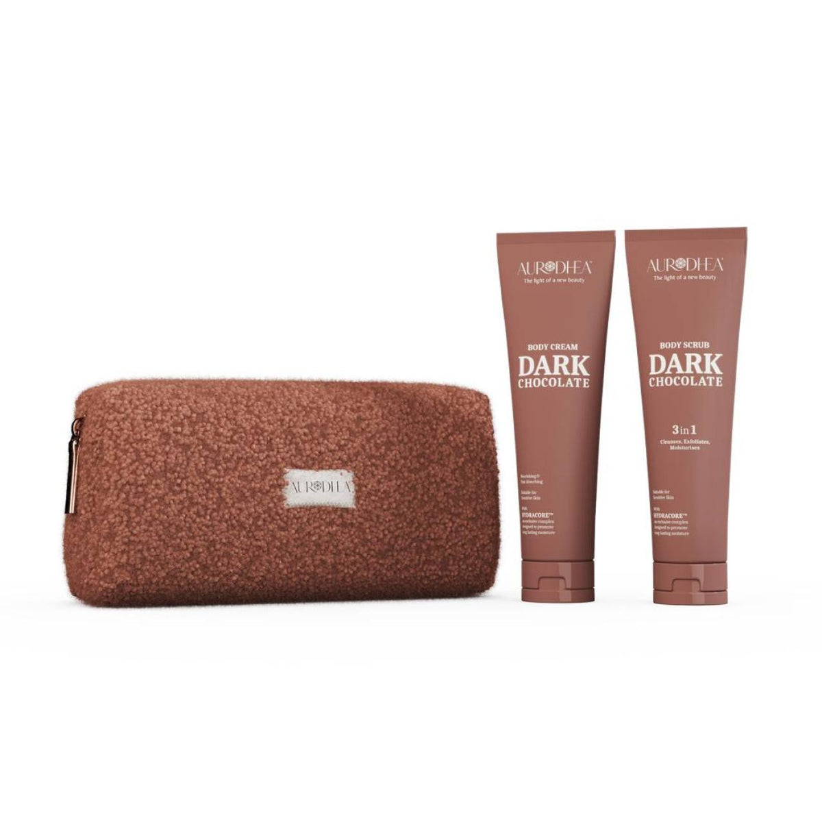 Coffret corps Dark Chocolate Aurodhea BSET003 – gommage, crème et trousse Teddy
