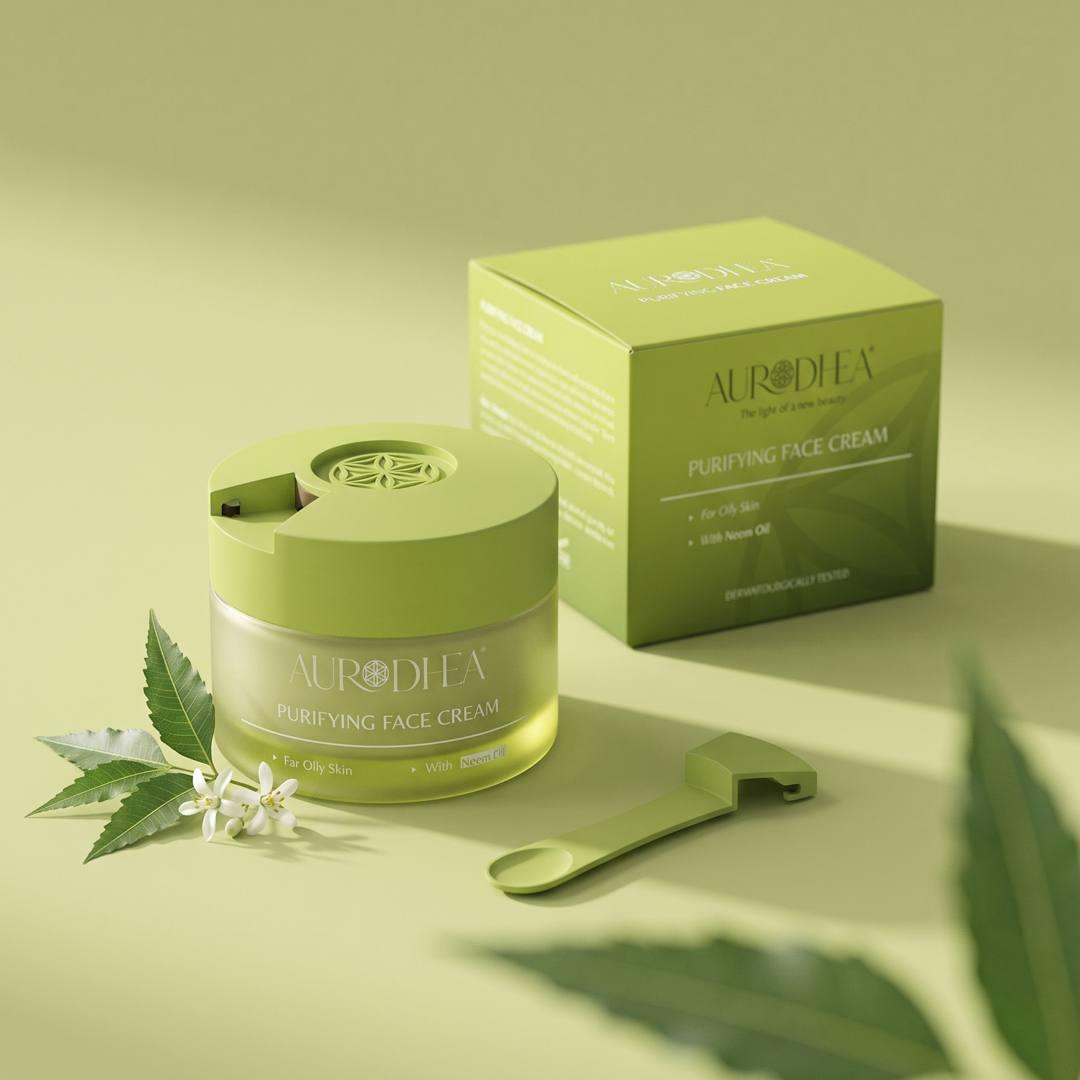 Crème visage neem Aurodhea – pot et étui
