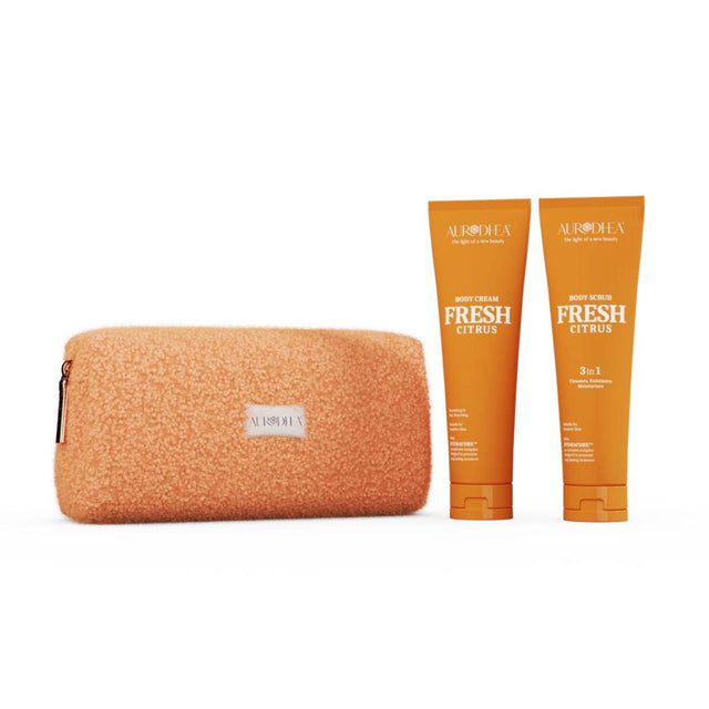 Coffret corps Fresh Citrus Aurodhea BSET001 – gommage, crème et trousse Teddy