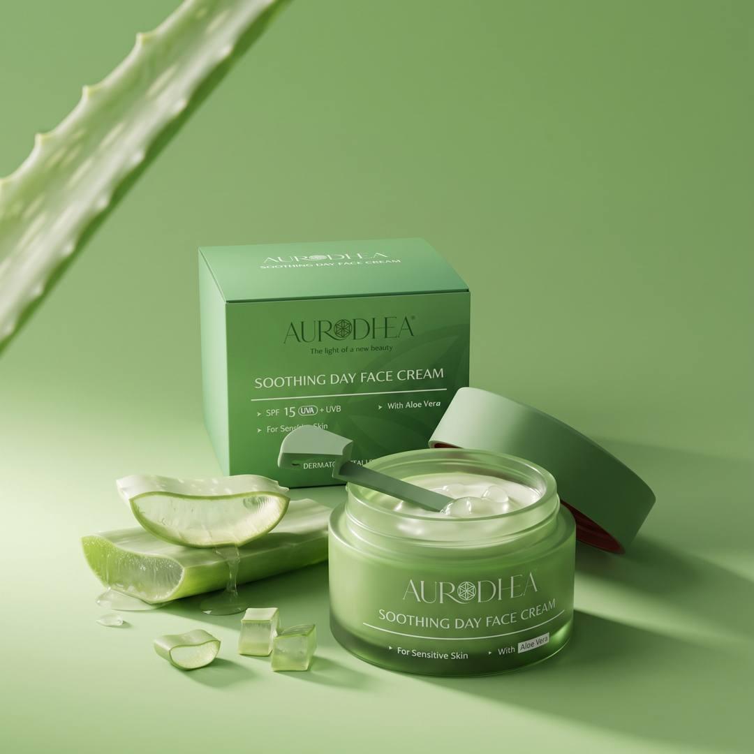 Crème de jour aloe vera Aurodhea – pot et étui