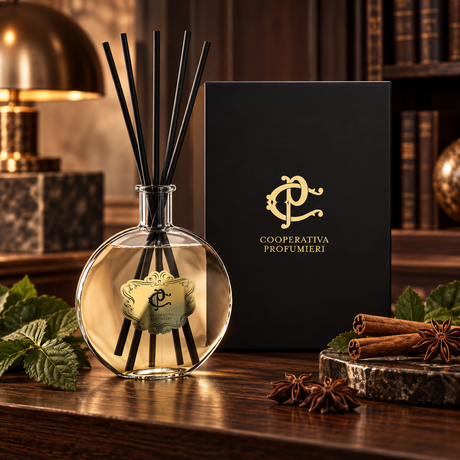 Spice Symphony – diffuseur à bâtonnets en ambiance intérieure élégante